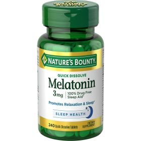 Nature's Bounty Melatonin Supplement, 3mg, 240 Quick Dissolve Tablets