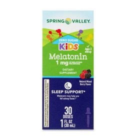 Spring Valley Kid's Melatonin Liquid Dietary Supplement, 1 fl oz, 1mg, Berry Flavor