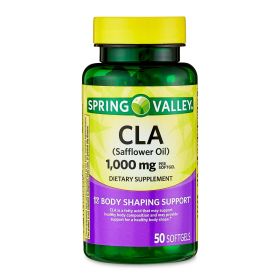 Spring Valley CLA (Safflower Oil) Softgels Dietary Supplement, 1,000 mg, 50 Count