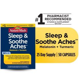 Nature Made Sleep & Soothe Aches with Melatonin 5mg and Turmeric Capsules;  50 Count