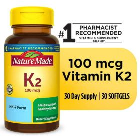 Nature Made Vitamin K2 100 mcg Softgels;  Bone Support;  30 Count