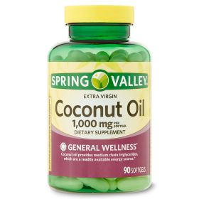 Spring Valley Extra Virgin Coconut Oil Dietary Supplement Softgel;  1; 000 mg;  90 Count