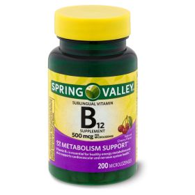Spring Valley Vitamin B12 Microlozenges;  Vitamin Supplement;  500 mcg;  200 Count