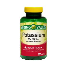 Spring Valley Potassium Caplets Dietary Supplement;  99 mg;  250 Count