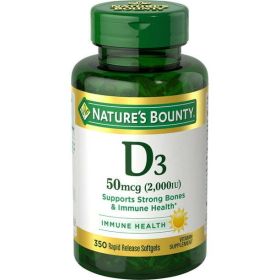 Nature's Bounty Vitamin D Softgels;  2000 IU;  350 Count