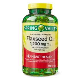 Spring Valley Flaxseed Oil Softgels Dietary Supplement; 1200 mg;  200 Count