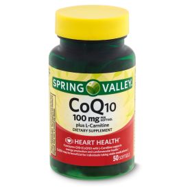 Spring Valley L Carnitine CoQ10 Amino Acid Supplements;  2 Softgels;  50 Count