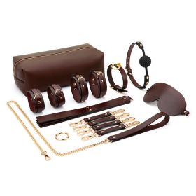 Strap Up Handcuff Whip Set (Option: Nine Piece Set Maroon)