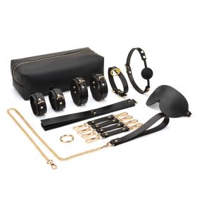 Strap Up Handcuff Whip Set (Option: Nine Piece Set Black)