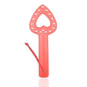 Heart Shaped Leather Rivet Racket (Color: Red)