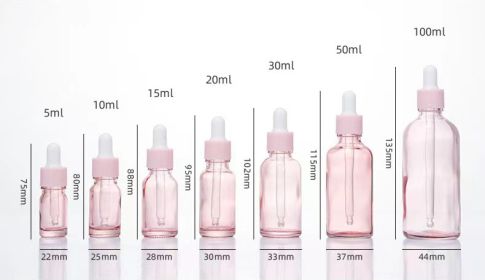 Glass Fine Oil Bottle Avoid Light Glue Head Dropper Bottle Essence Stock Bottling Cosmetics (Option: Pink-15ml)