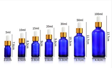 Glass Fine Oil Bottle Avoid Light Glue Head Dropper Bottle Essence Stock Bottling Cosmetics (Option: Blue-5ml)